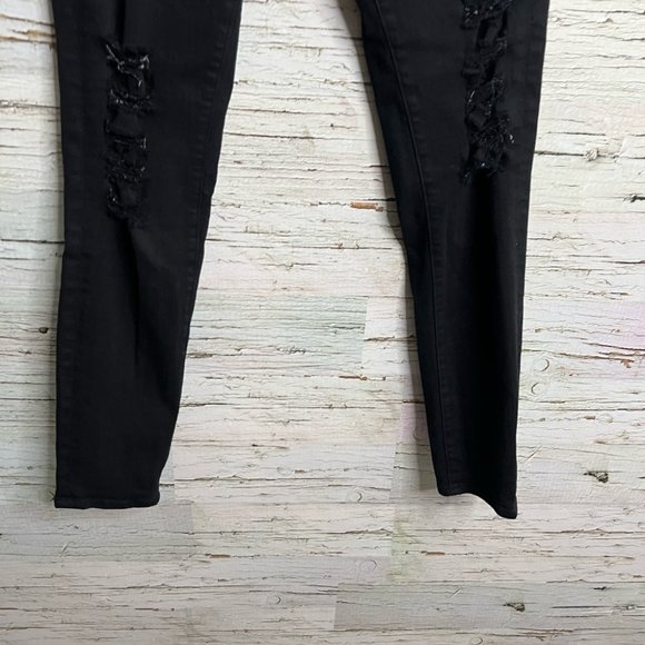 Frame Denim Le Skinny de Jeanne Ripped distressed Hem Black Jeans Size 28 - Picture 2 of 11